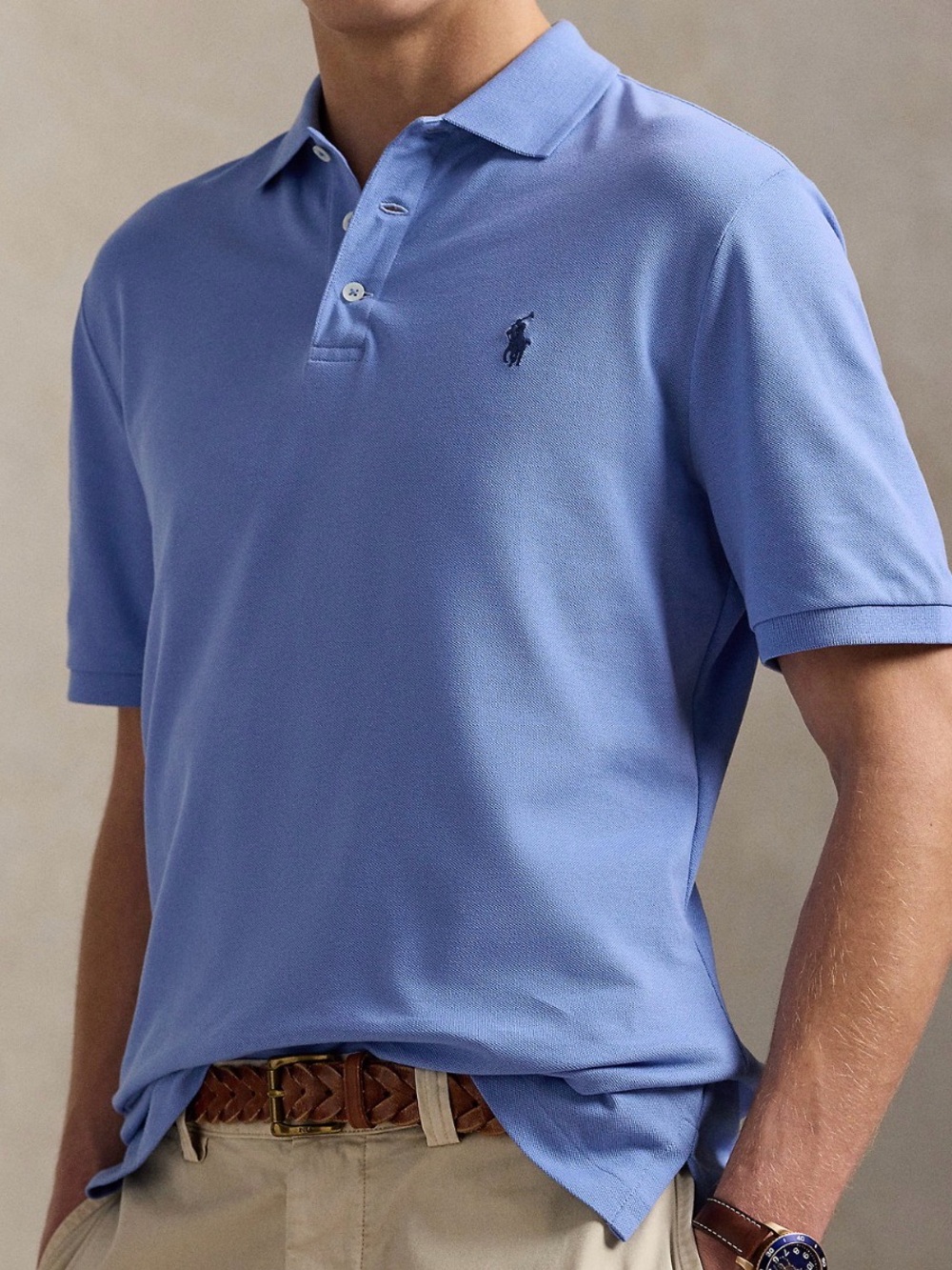 Ralph Lauren Menβs Classic Polo Shirt in Medium Blue with White Logo